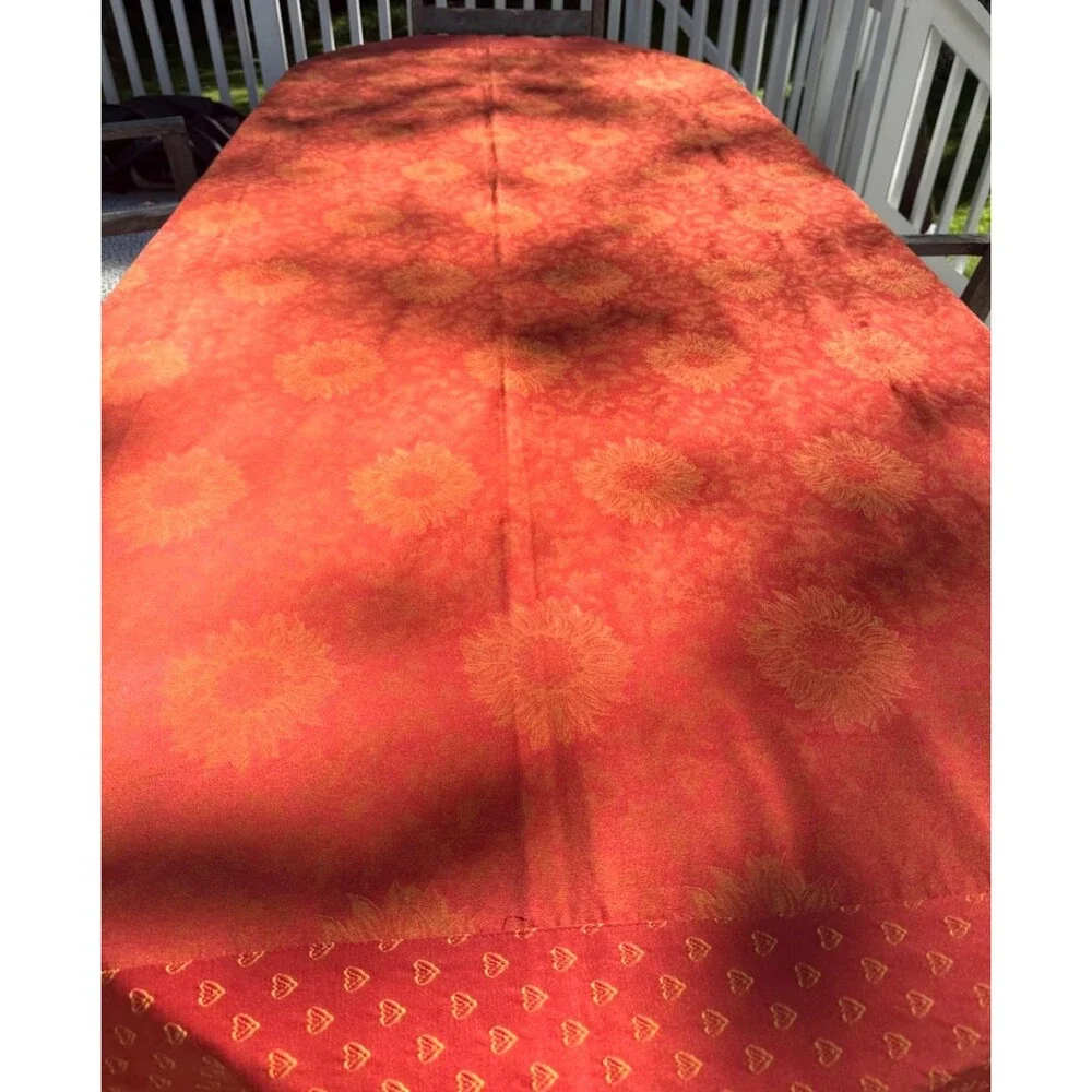 Tissus Toselli French Jacquard Tablecloth Orange Sunflower 56